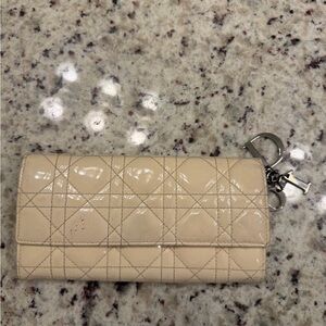 Dior Beige Quilted Wallet